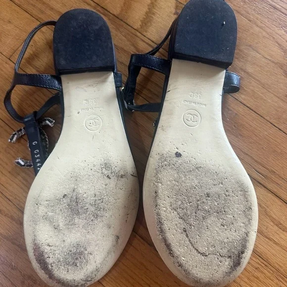 Chanel Black Sandals with Silver Logo - Picture 3 of 4